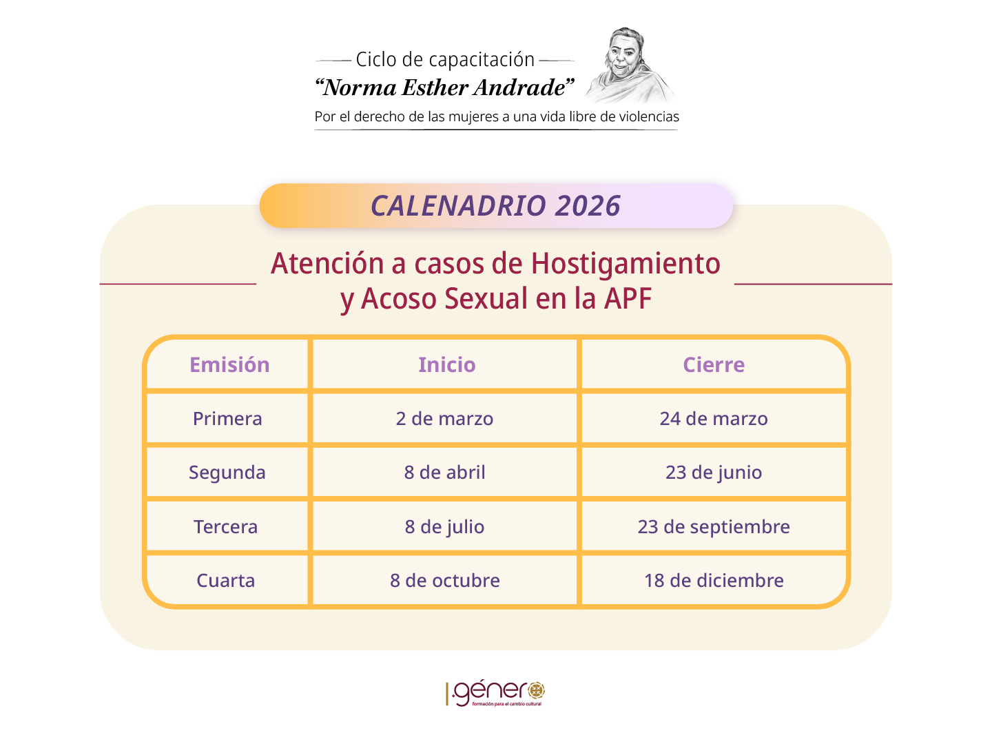 Calendario de cursos