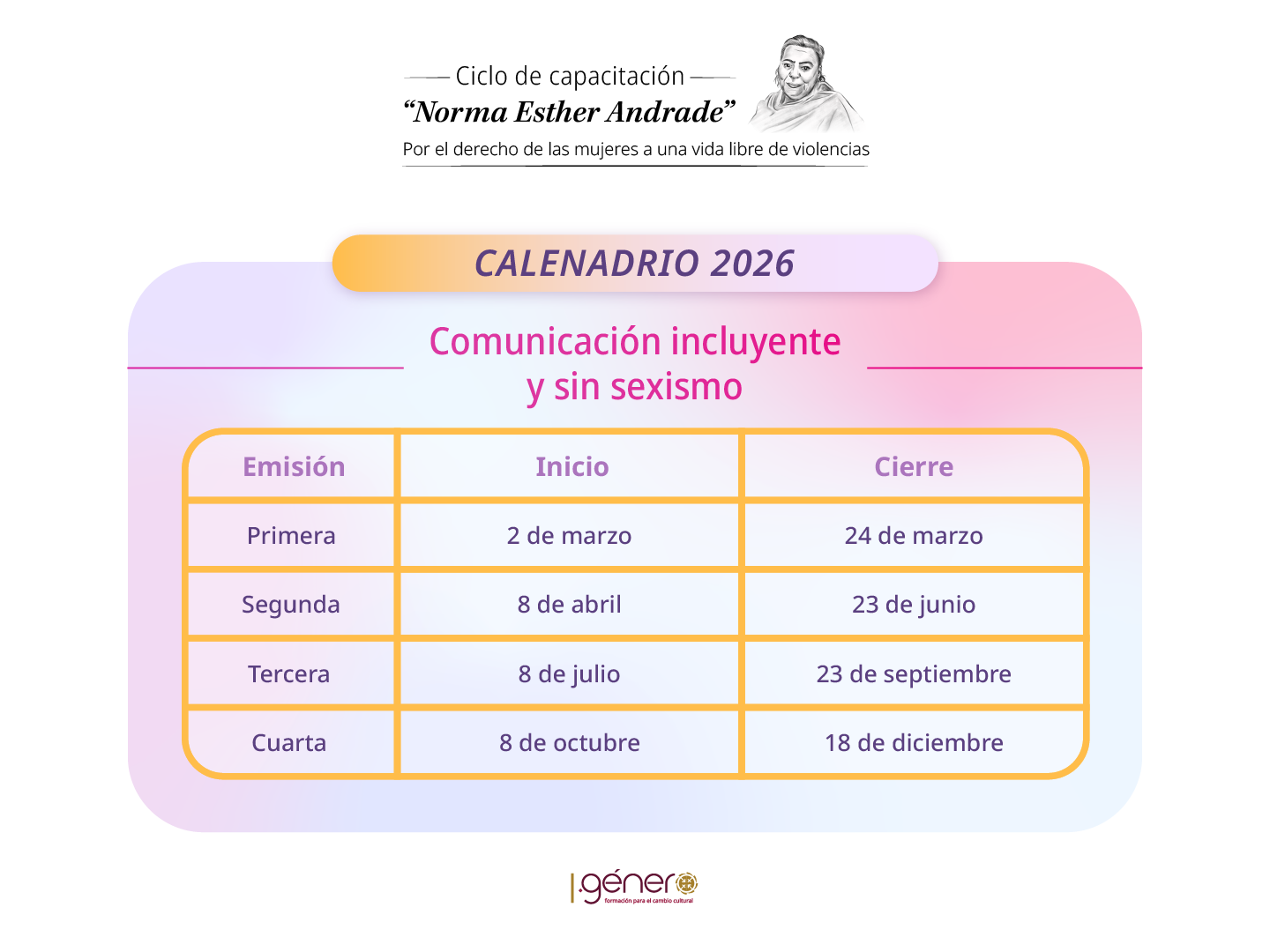 Calendario de cursos