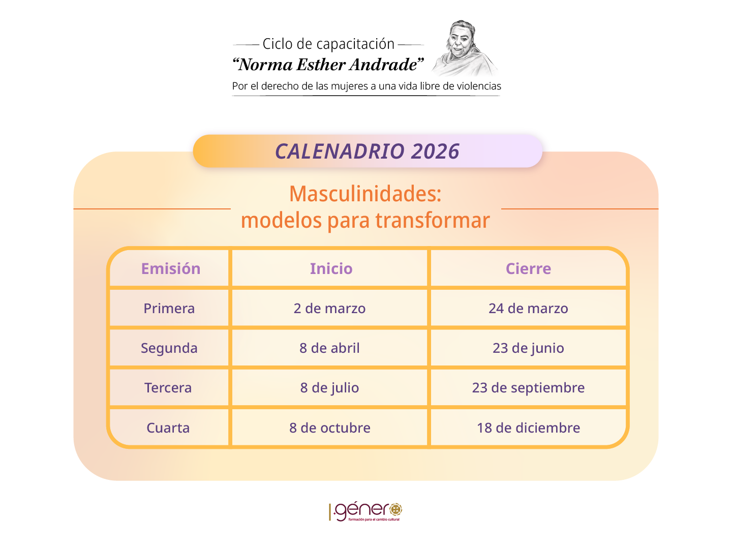 Calendario de cursos
