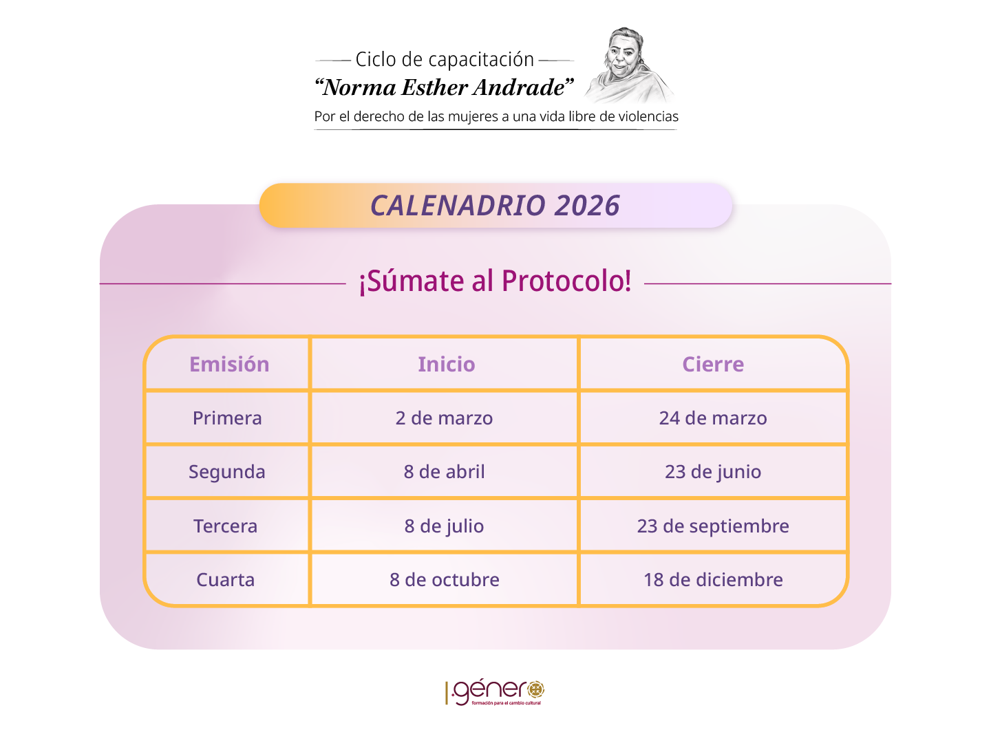 Calendario de cursos