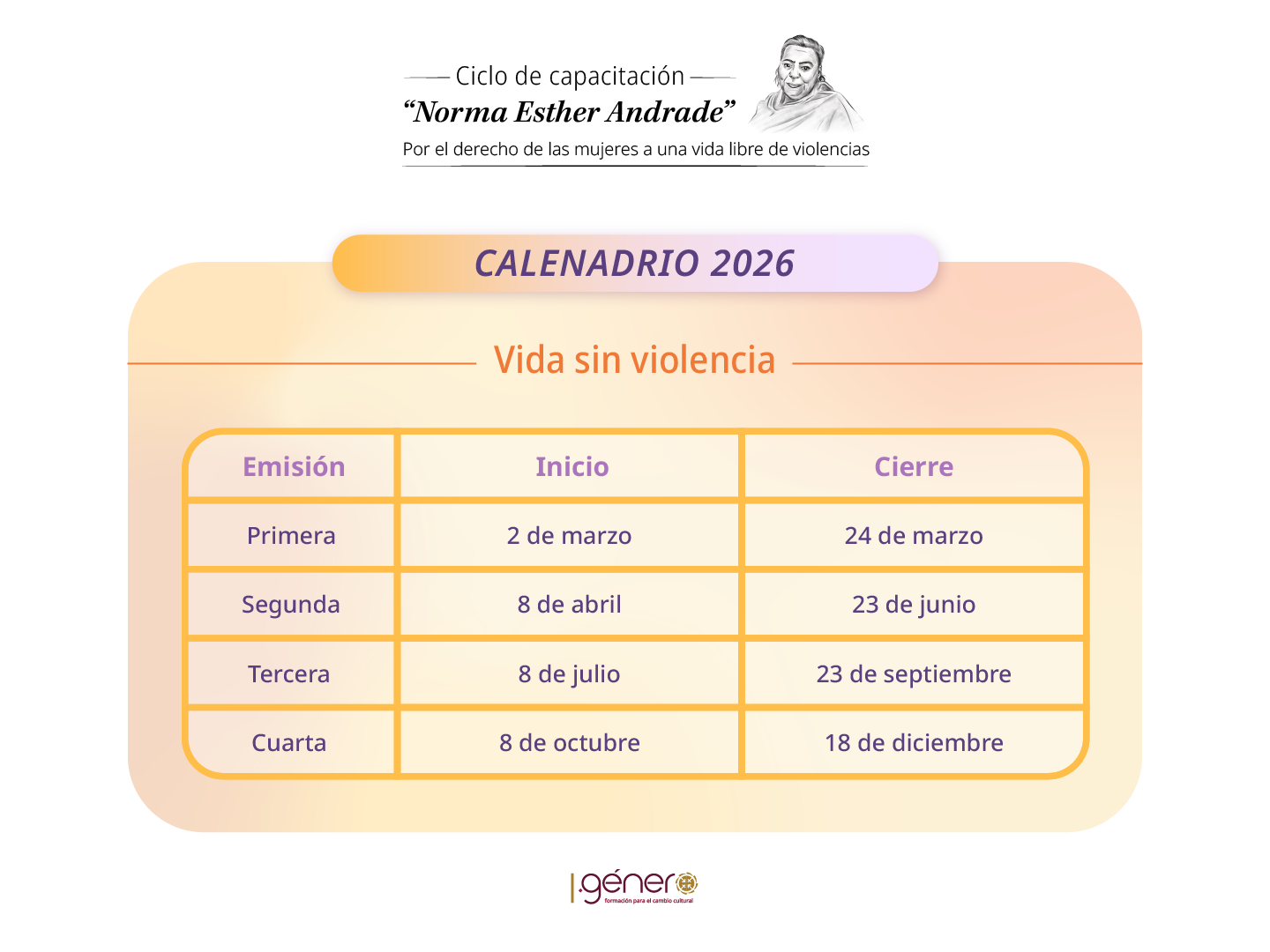 Calendario de cursos